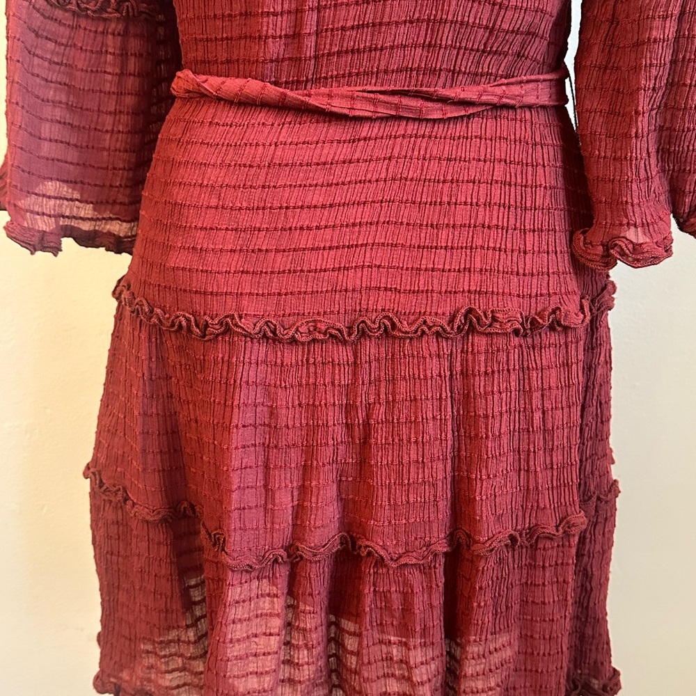 Entro Rust Red Mini Ruffle Dress - Picture 6 of 11